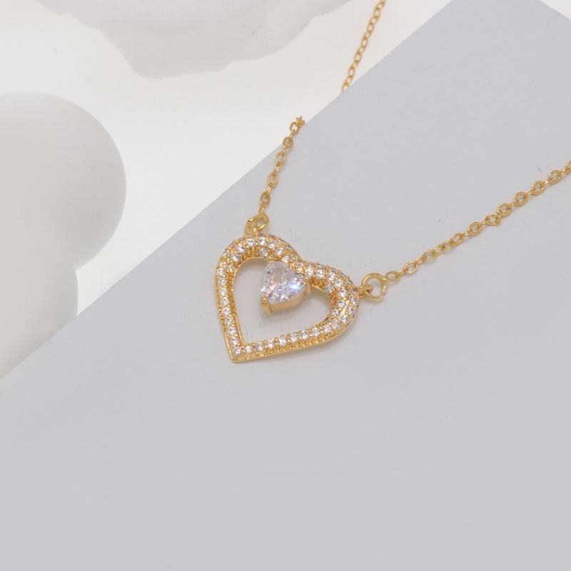 Wholesale Ladies Zircon Heart Shape Fashion Jewelry Necklace