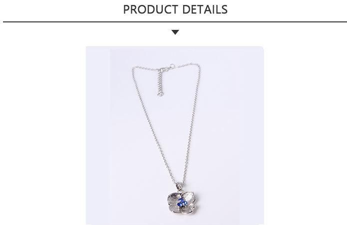 2020 Fashion Jewelry Silver Pendant Necklace with Blue Flower