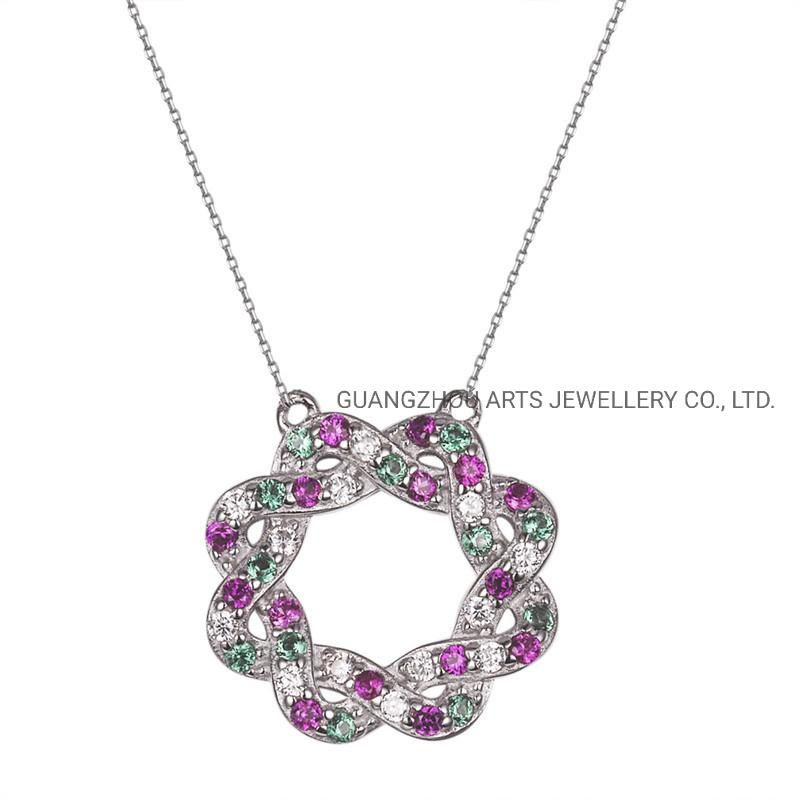 Interlaced Flowers Fashion Silver Pendant Necklace