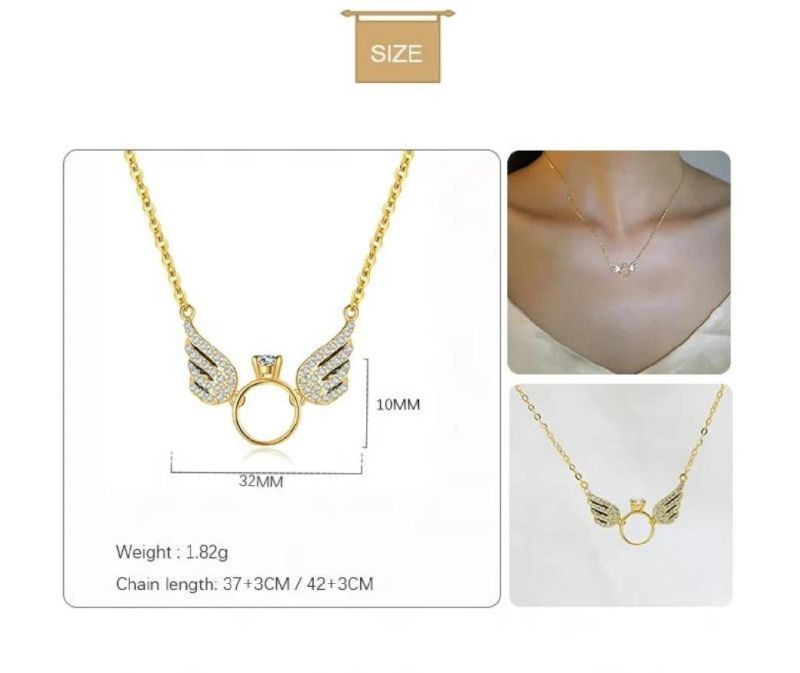 925 Sterling Silver Angel Wings Pendant Clavicle Chain Necklace Women Light Luxury Temperament Wedding Wholesales Jewelry
