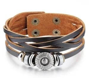 Men jewelry Vintage Punk Style Brown Genuine Cow Leather Bracelet Men&prime;s Brazaletes Brazalete Hombre