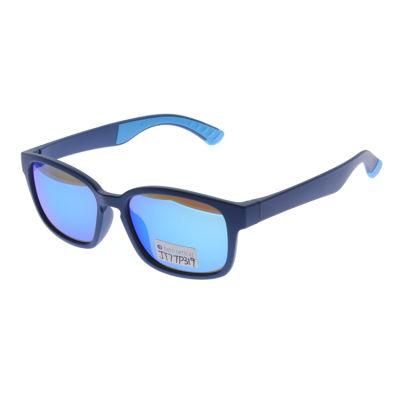 Blue Mirror Lens Double Injection Molded Plastic Tr90 Men Sunglasses