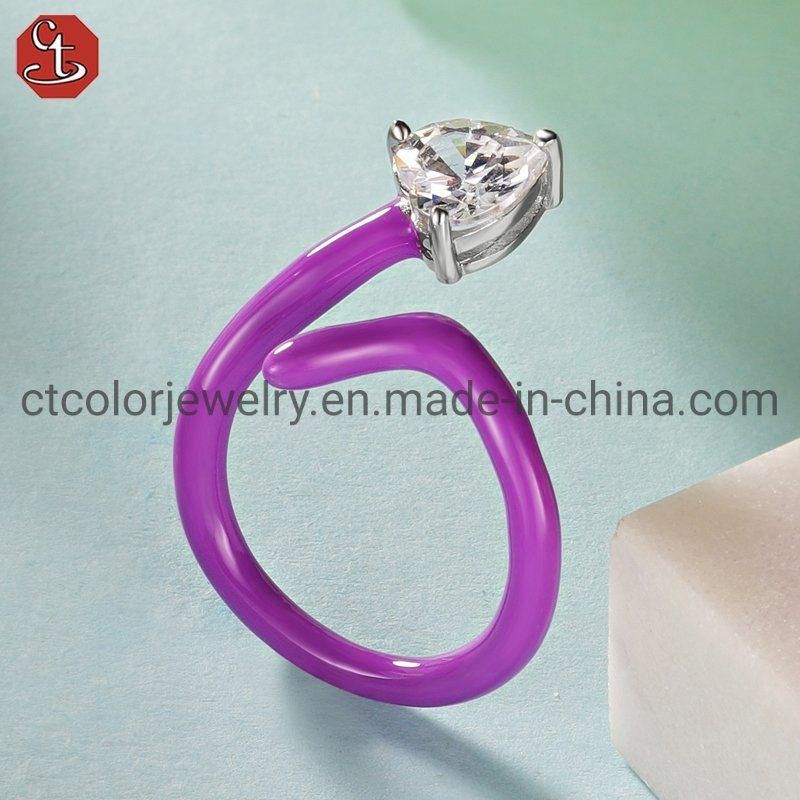 Fashion Jewelry Creative Adjustable Color Enamel Silver and Brass Ring