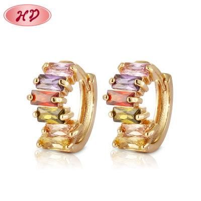 Fashion 18K 14K Gold Plated Costume Imitation Jewelry with CZ Pearl Huggie Hoop Earring for Women