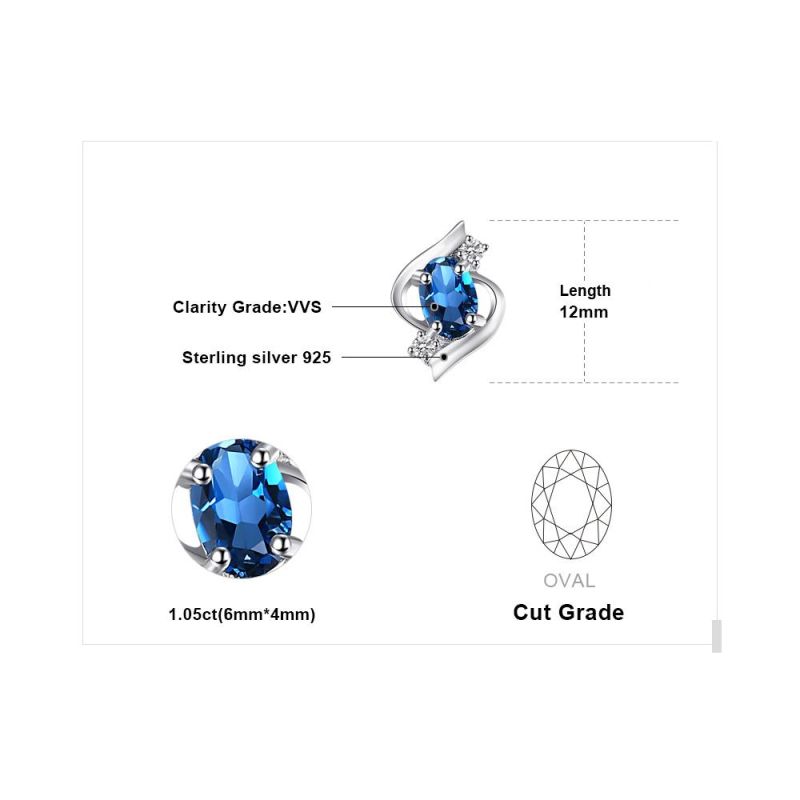 Imitation Jewelry Synthetic London Blue Topaz Stud Earrings 925 Sterling Silver Jewelry