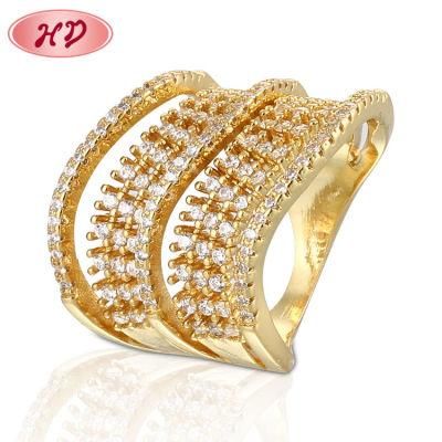 Top Sale Custom Women Luxury Fully-Jewelled CZ Fashion Ring White Gold Plated Diamond Wedding Ring