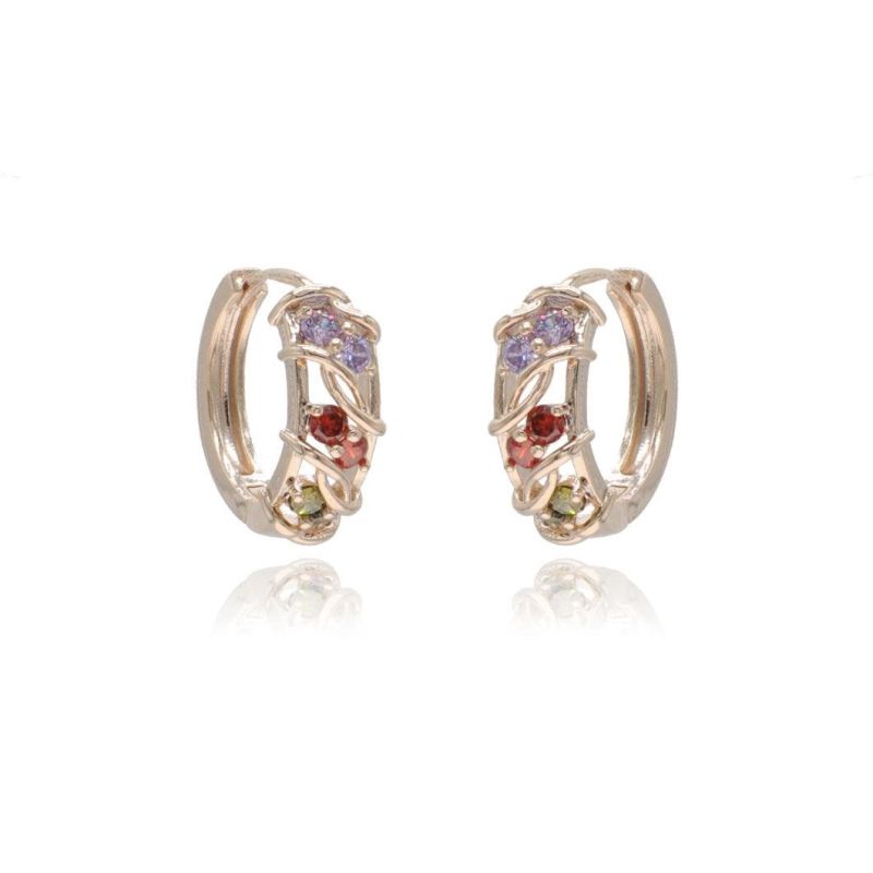 Zircon Inlaid Brass Gold-Plated Fashion Ladies Earrings