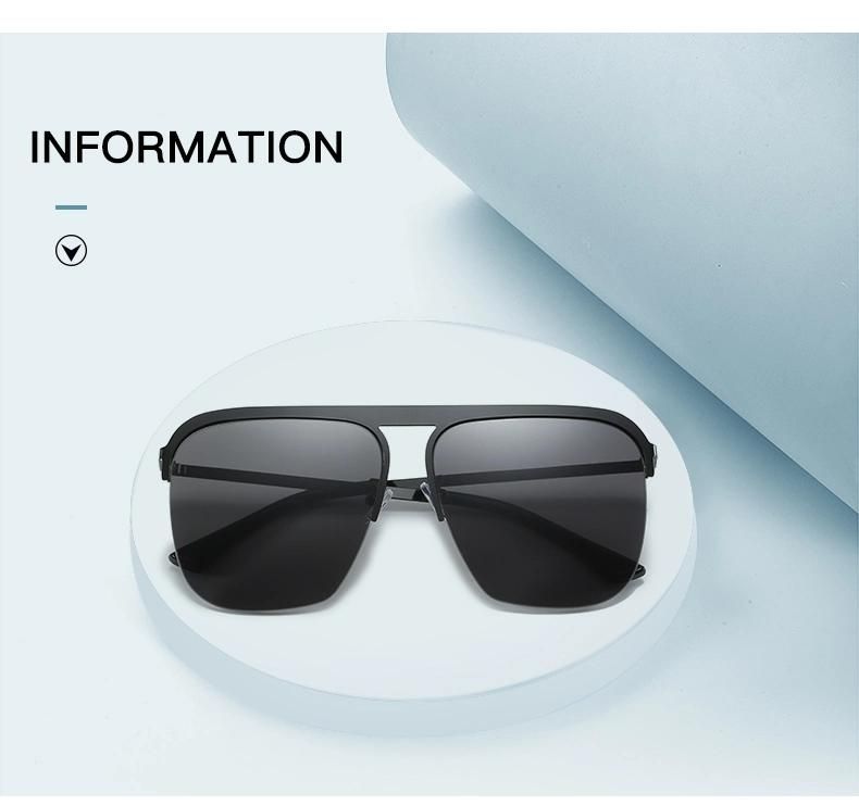 Sunglasses Women′s Metal Half-Frame Hanging Silk Sunglasses Men′s Gradient Color Sunglasses