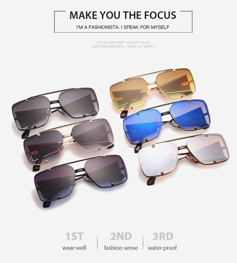 Fashion Plane Style Retro Square UV400 Metal Sunglasses
