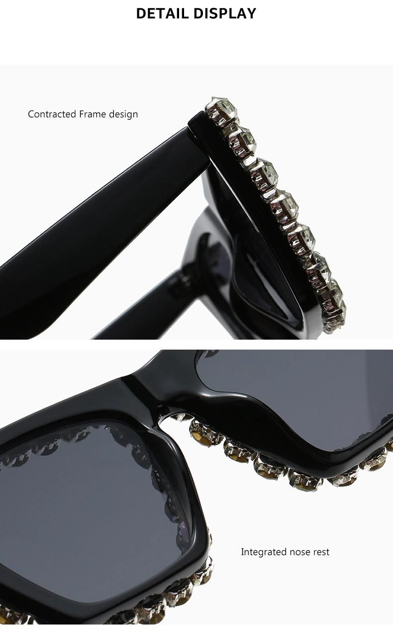 Oversize Unique Female Luxury Rhinestones UV400 Sunglasses