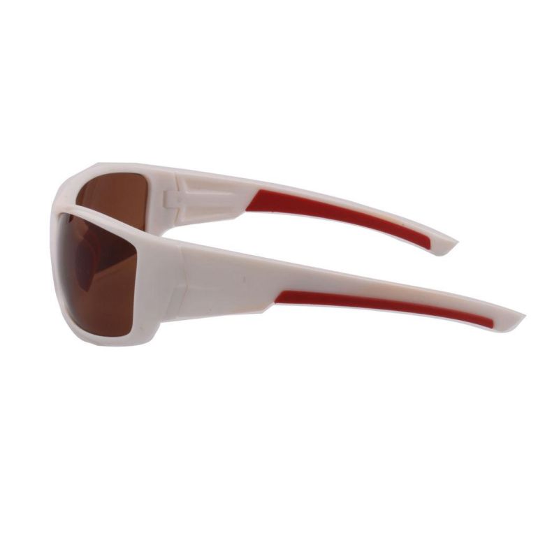 Unisex White Sport Sunglasses with Red Nose Pad