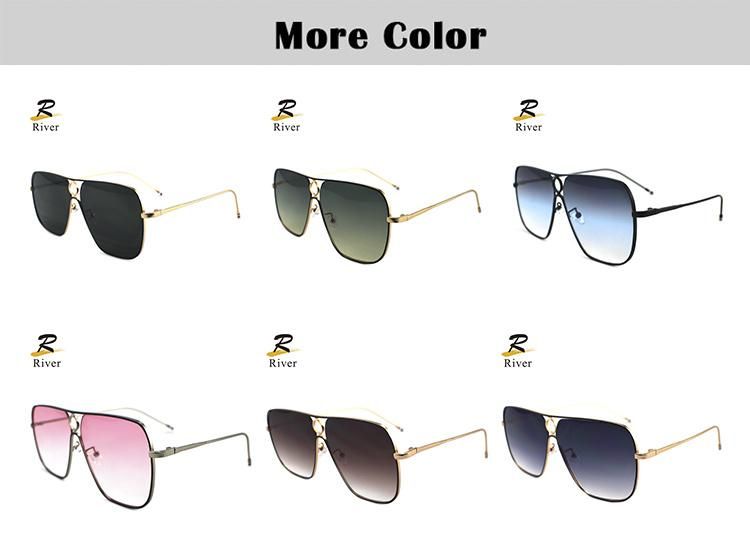New Top Flat Oversize Metal Frames Women Stock Sunglasses