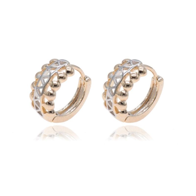 Two-Tone Gold-Plated Ladies Fashion Jewelry Simple Design Earrings