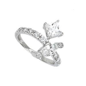 New Clear Silver Cubic Zirconia Jewelry Ladies Streamline Ring