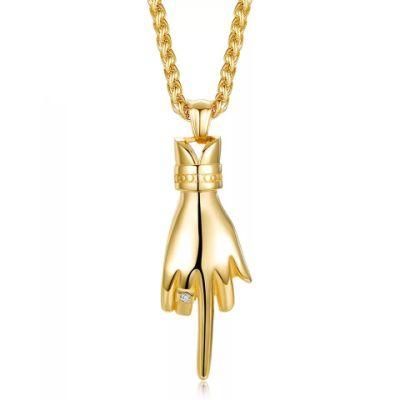 18K Gold Plated Personality Gesture Finger Pendant for Custom