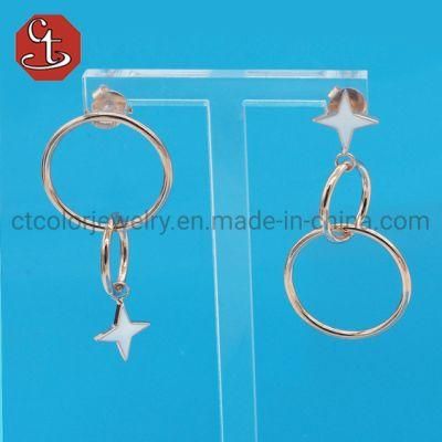 Red Color Enamel Star Earring Metal Earring with Enamel Fashion Sterling 925 Silver Jewelry