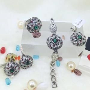 High Quality Silver Plating Antique Crystal Jewelry Set (A08404B5OG)