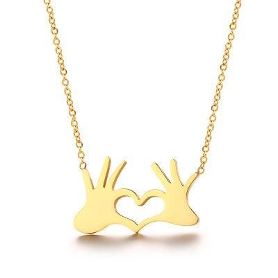 Fashion Jewelry Hands Compose Love Heart Charm Fit DIY Necklace