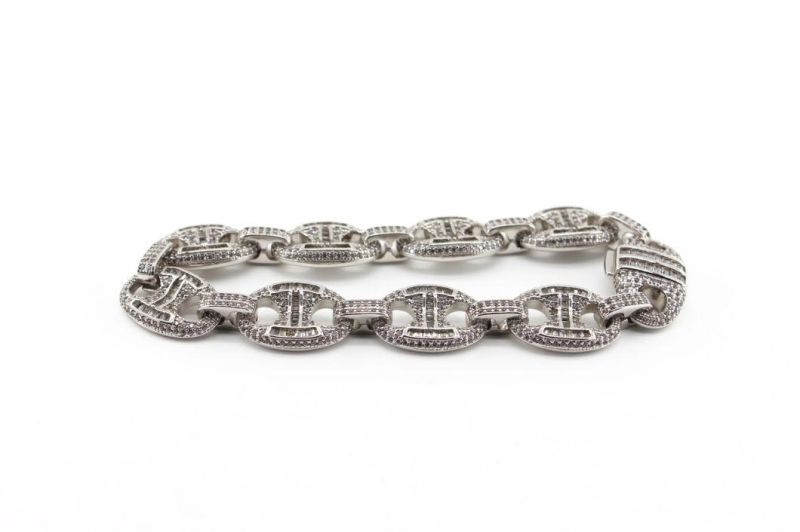 Coffee Bean Cuban Chain Bracelet Chunky Bangles