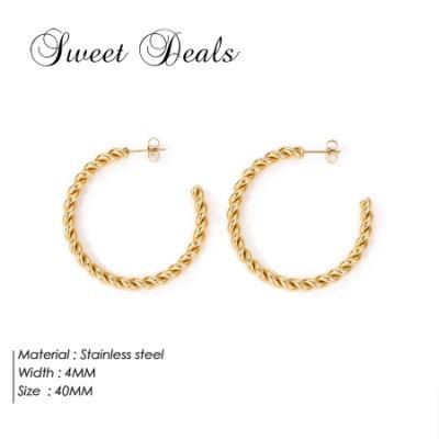 Gold Plated C Shape Twist Earrings Trend Earrings
