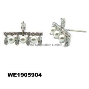 Fashion Jewelry Silver Ear Stud 925 Sterling Silver Pearl Earring