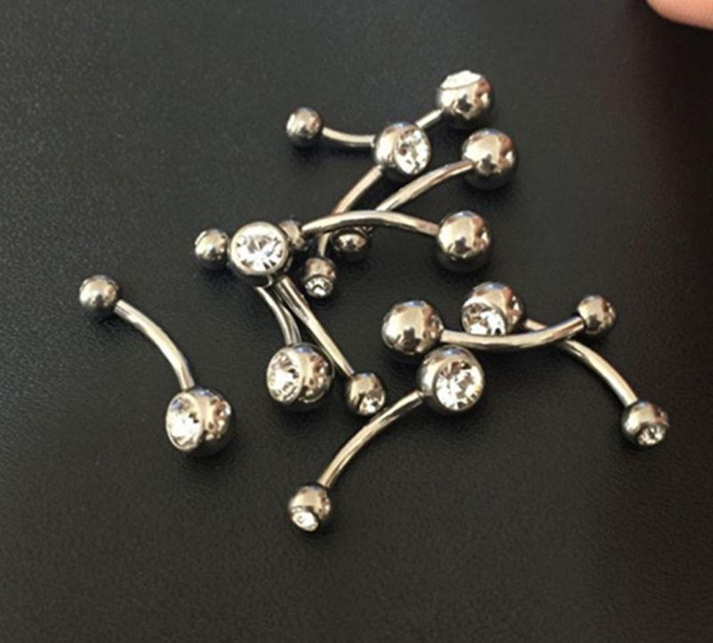 Jewelry ASTM F136 Titanium G23 Titanium Belly Button Ring Set Diamonds Hot Selling New Piercing Jewelry Belly Ring Double Stones Belly Ring Body Piercing Tp1910