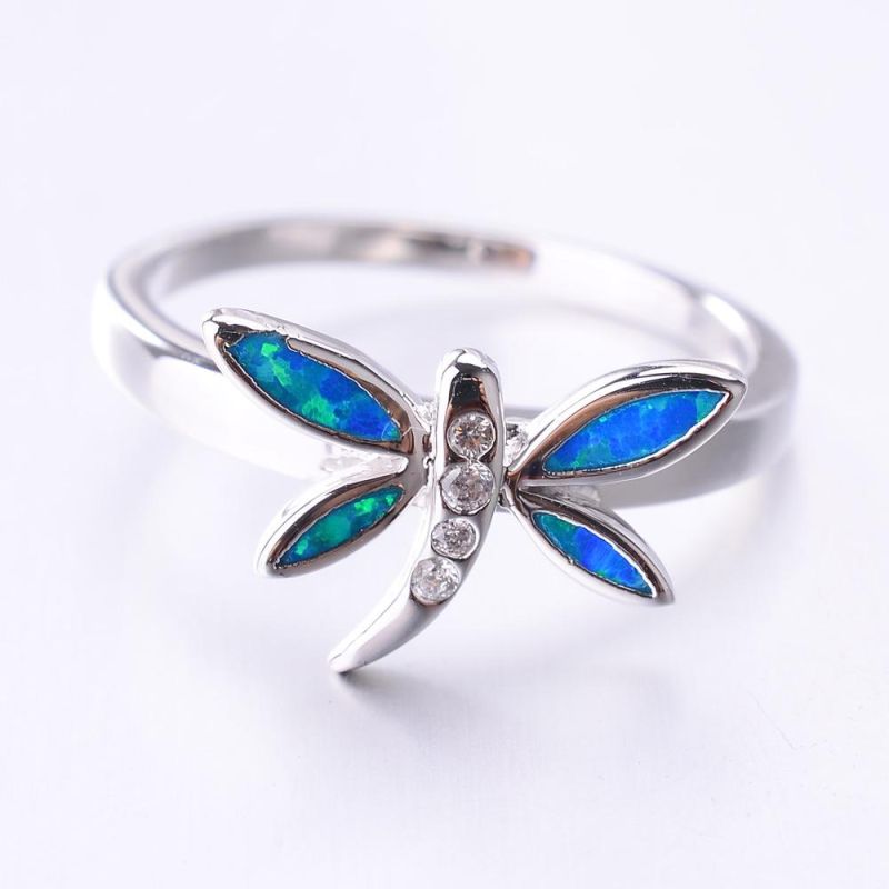 Man Made Opal Stone Setting Beautiful Dragonfly Design Ring