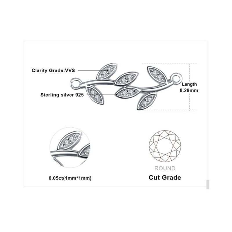 Glam Leaf Charm Infinity Cubic Zirconia Necklace with Chain 925 Sterling Silver Jewelry