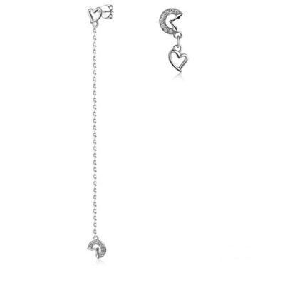 925 Silver Fashion Asymmetric Heart Earring for Girls