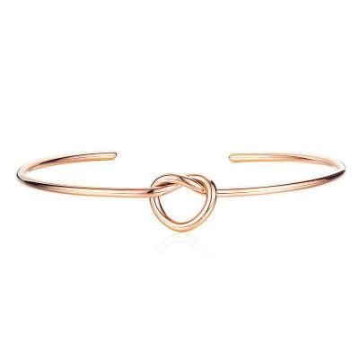 Stainless Steel Knot Bracelets Simple Cuff Bracelets for Women Girls Open Bangle Bracelets Fashion Jewelry