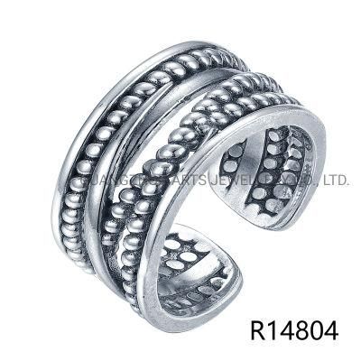 925 Sterling Silver Retro Multi-Layer Stackable Bead Winding Ring