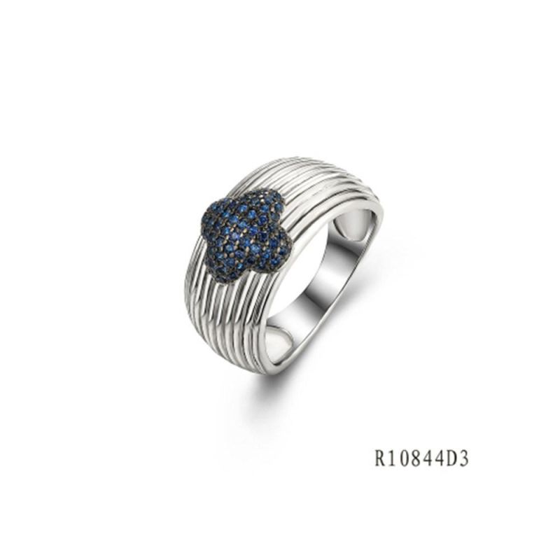 Flower 925 Silver with CZ Thread Line Ring for Women