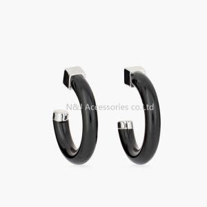 Fashion Big C Shape Earrings Elegant Black Resin Hoop Earrings for Women Jewelry Gifts