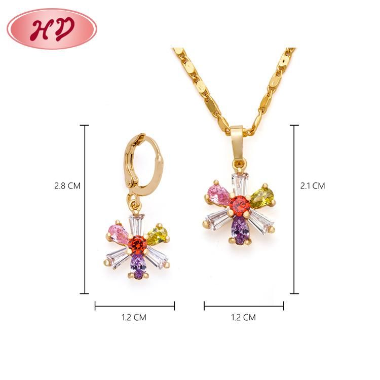 Factory Direct Costume 18K Gold Plated Zircon Necklace Jewelry Set