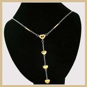 Stainless Steel Jewelry Golden Heart Necklace (TSSN052)