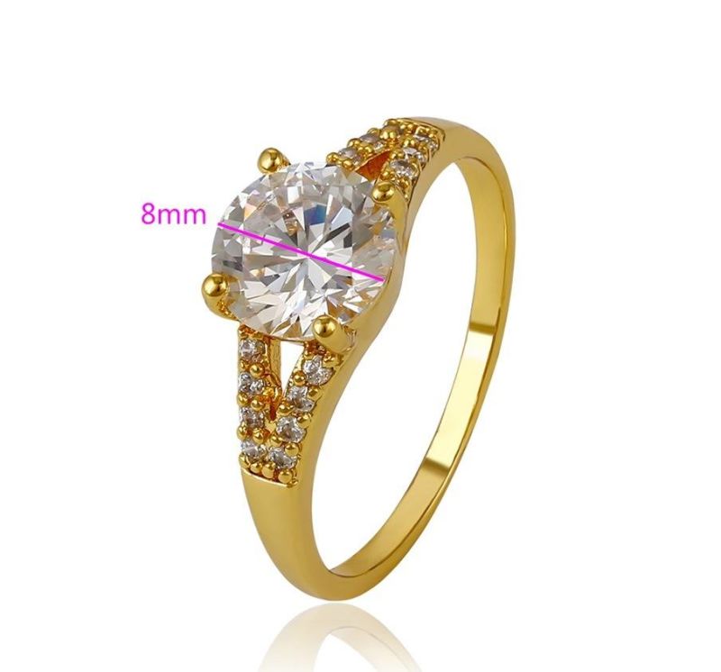 Copper Alloy Dubai 24K Gold Plated Engagement Diamond Ring