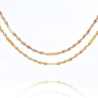 Stainless Steel Twisted Embossed Chain Necklace Jewellery Custom Gold Plated PVD Gold Jewelries