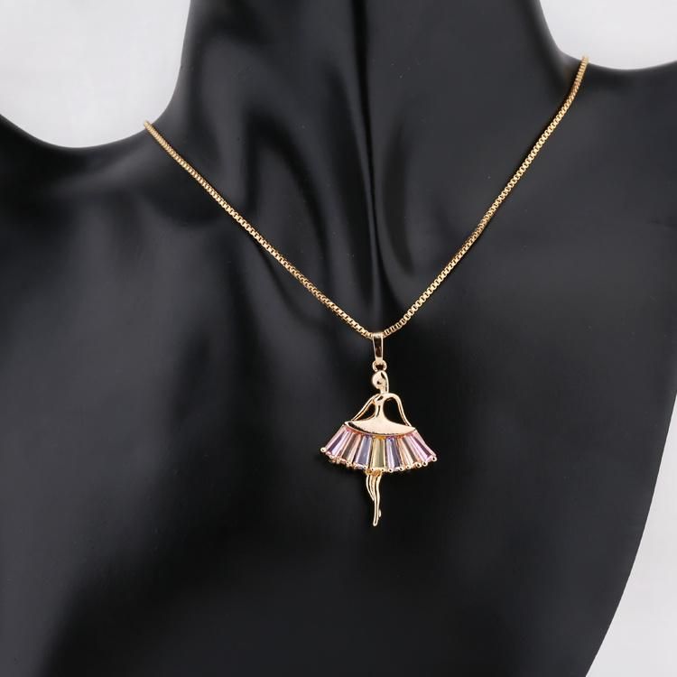 Fashion Accessories Women 18K Gold Plated Alloy Crystal Silver Jewelry Chain Sets Pendant Necklace