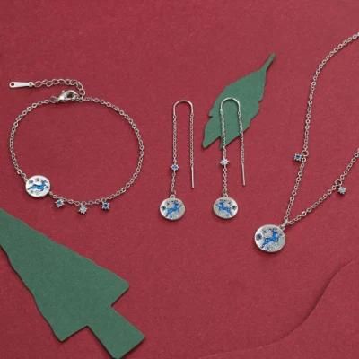 Fashion Christmas Jewelry Set Elk Deer Shape Earrings Bracelets and Necklaces Set