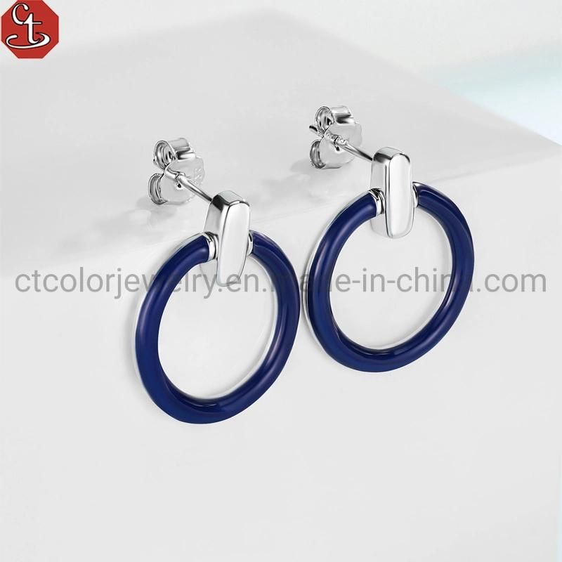 Fashion jewelry 925 silver Enamel Earring colorful Temperament Earrings