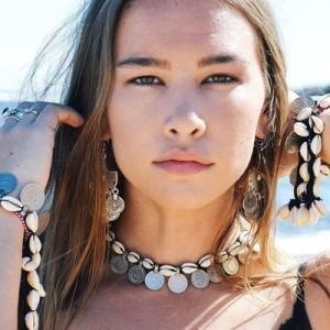 Boho Silver Coin Shell Necklace Jewelry Women Choker Necklace