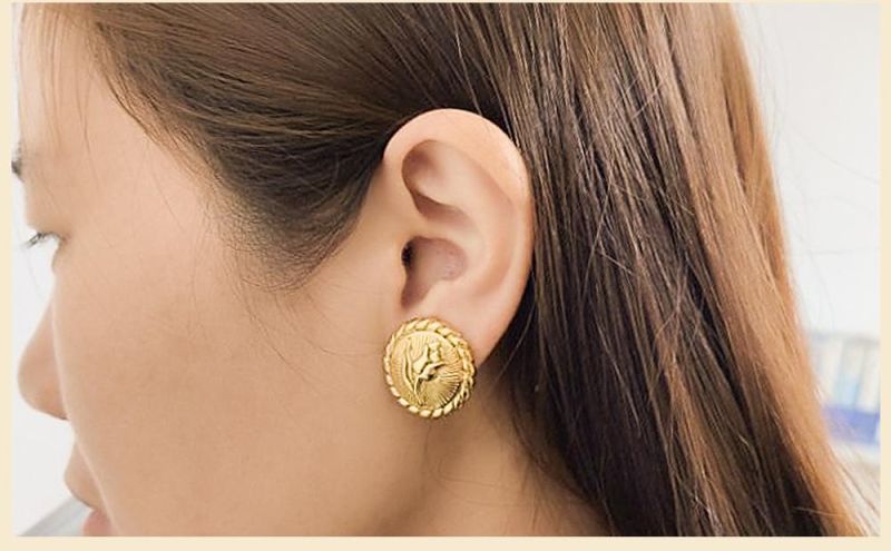 Exquisite Polishing Effect Rose Design Copper Ear Stud