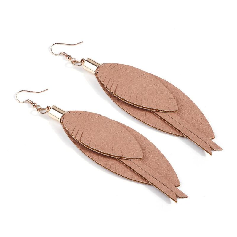 New Fashion Jewelry PU Leather Leaves Drop Earings for Women