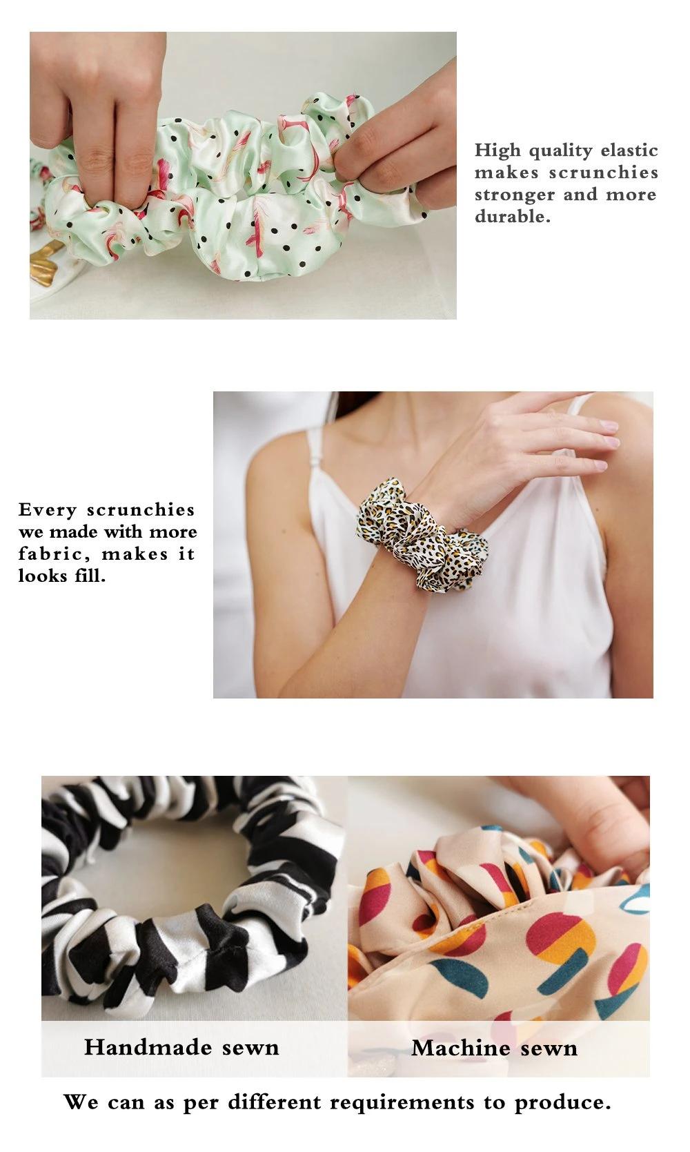 Hot Selling Silk Scrunchies with Fashionable Printed Pattern