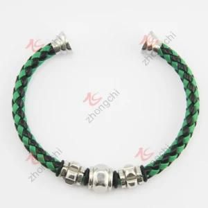 Fashion Jewelry Braided Leather Magenet Clasp Bangle (LB)