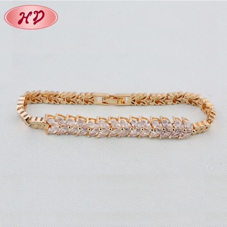 Fashion Jewelry 18K Gold Rhodium Gemstone Bracelet for Lady