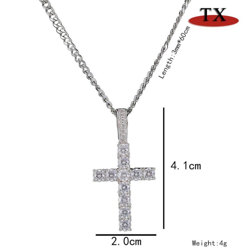 European and American Hip Hop Cross Pendant Necklace Bling