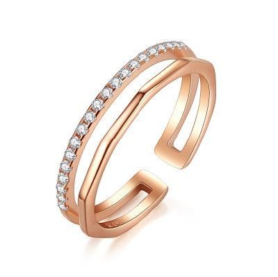 925 Sterling Silver Ring Minimalist Zircon Multi-Layer Adjustable Ring Women Men Engagement Wedding Jewelry