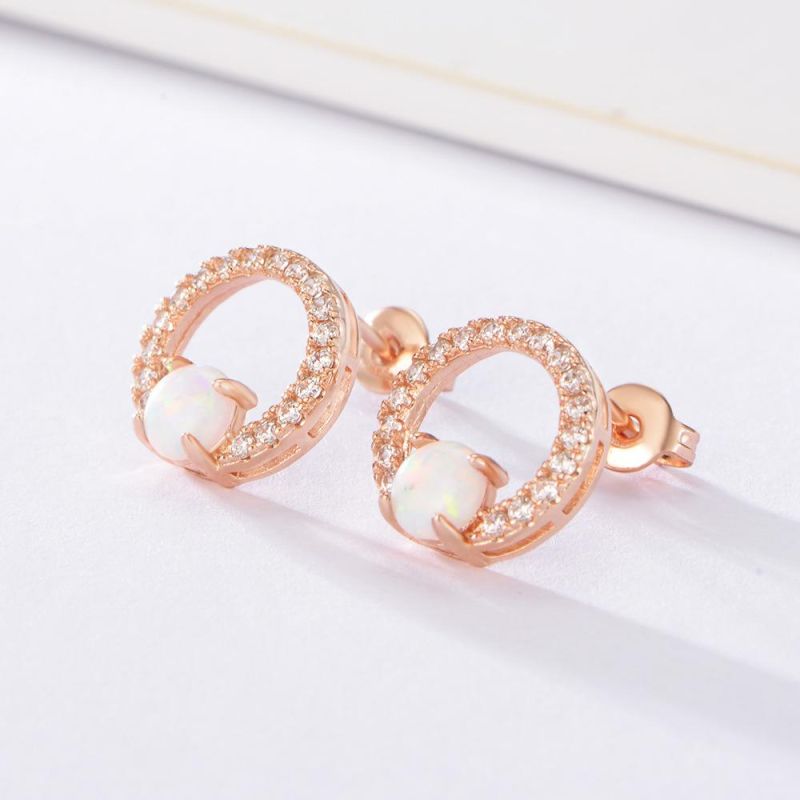 Four-Claw Round Australian Treasure Earrings Opal Earrings