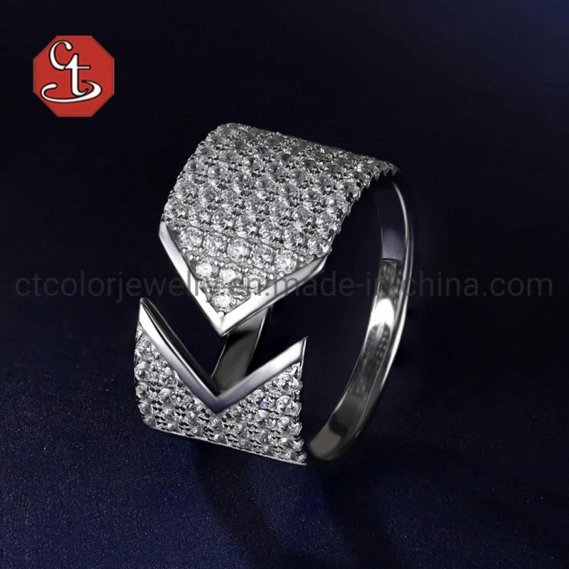 Arrow Cubic Zircon Silver Ring Open Rings